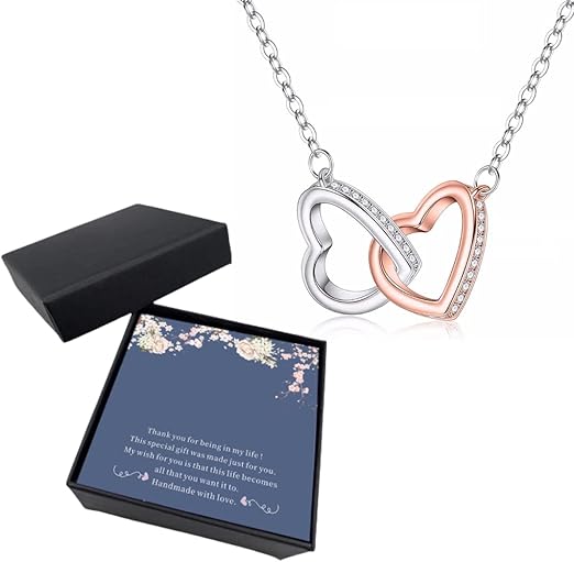 Collar de doble anillo de corazón bicolor - additional image 4