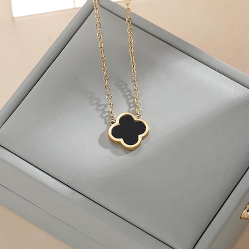 Collar con colgante trebol cinco hojas negro - additional image 17