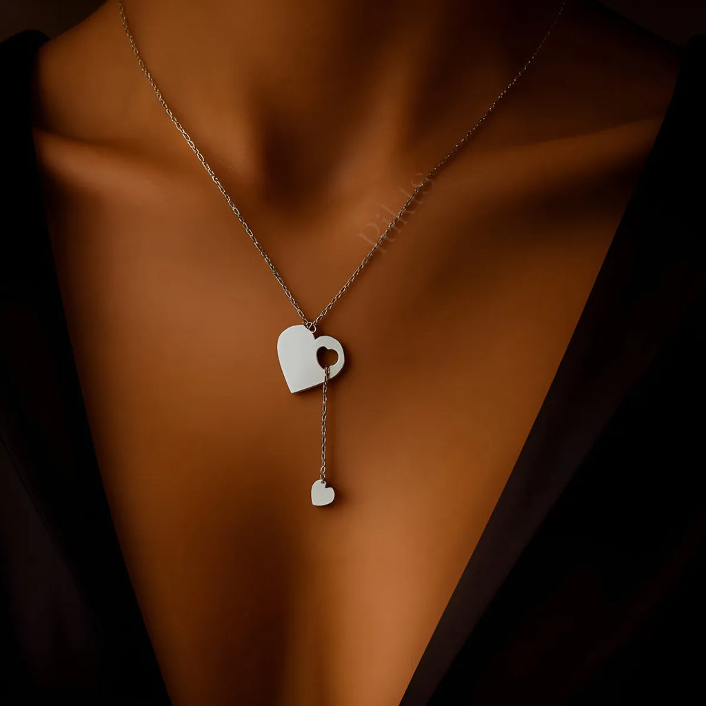 Collar creativo de corazon hueco plata - additional image 4